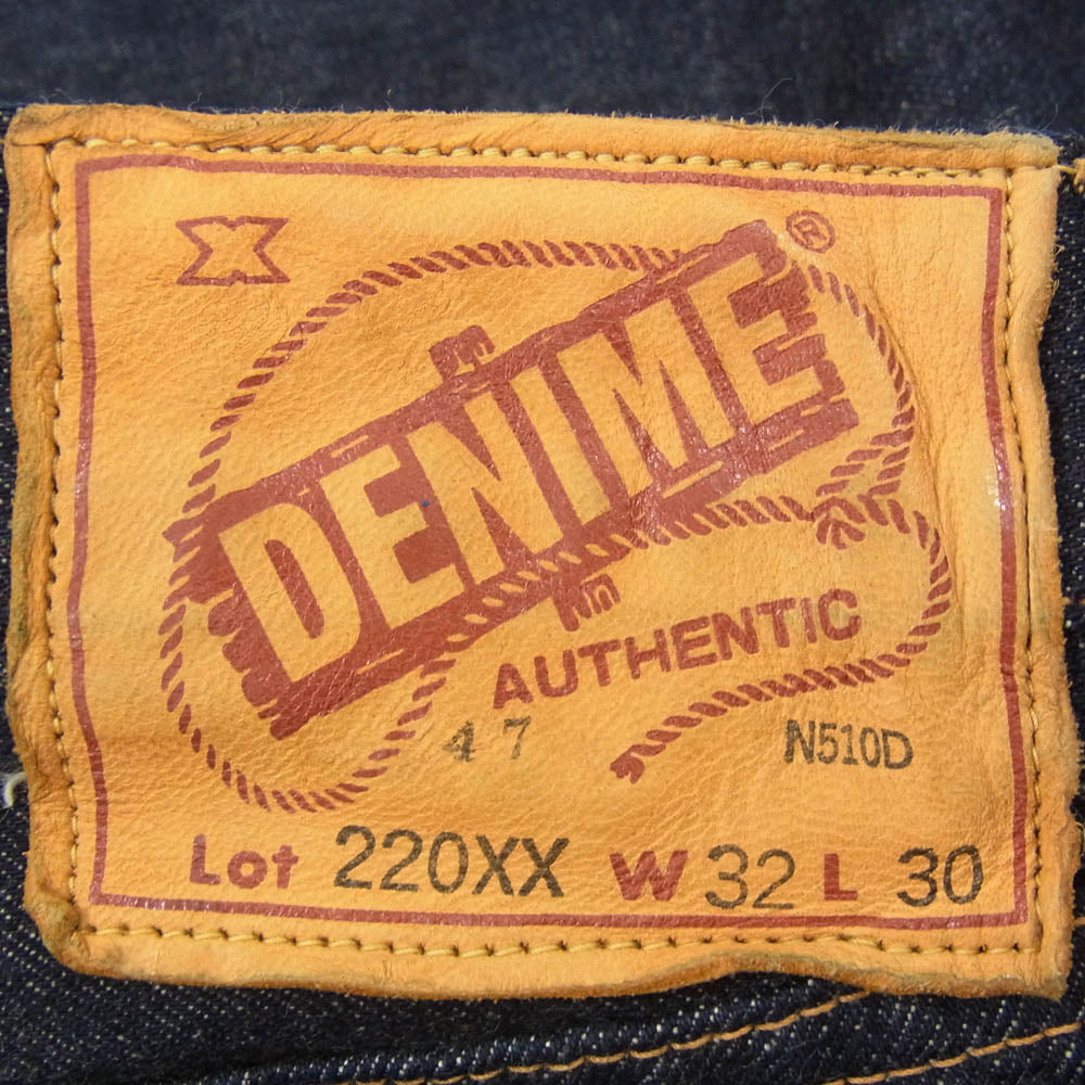 Denime ドゥニーム 220XX-47 1947 MODEL 47モデル デニム パンツ ジーンズ 茶綿混セルヴィッチ インディゴブルー系 32【美品】【中古】
