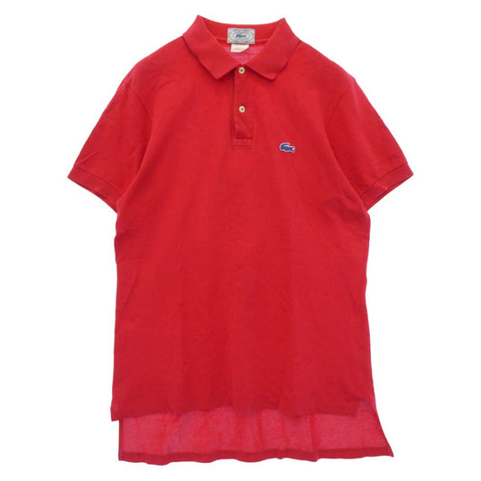 LACOSTE ラコステ 80s USA製 IZOD LACOSTE PATRON サイズ表記 ワニ 刺繍 鹿の子 ワンポイント 半袖 Tシャツ レッド系【中古】