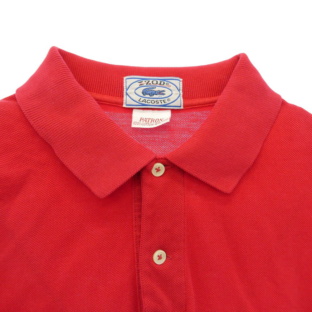 LACOSTE ラコステ 80s USA製 IZOD LACOSTE PATRON サイズ表記 ワニ 刺繍 鹿の子 ワンポイント 半袖 Tシャツ レッド系【中古】