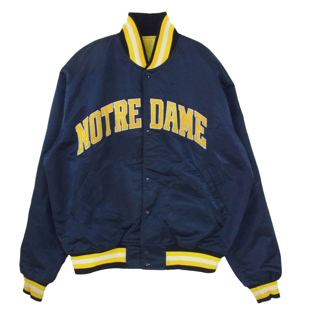 STARTER スターター 90s USA製 Notre Dame Fighting Irish ノートルダム 中綿 キルティング ナイロン スタジャン ネイビー系 サイズ表記無【中古】