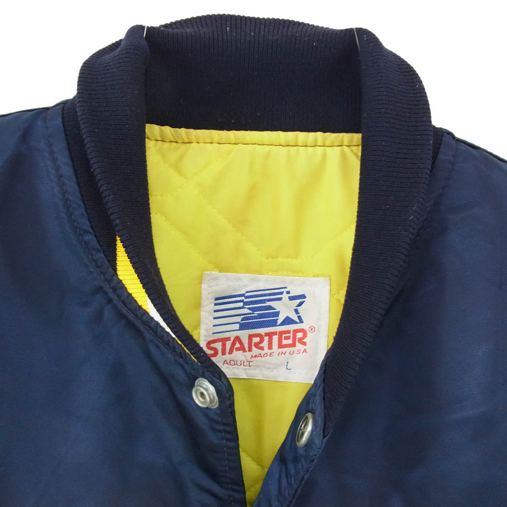 STARTER スターター 90s USA製 Notre Dame Fighting Irish ノートルダム 中綿 キルティング ナイロン スタジャン ネイビー系 サイズ表記無【中古】