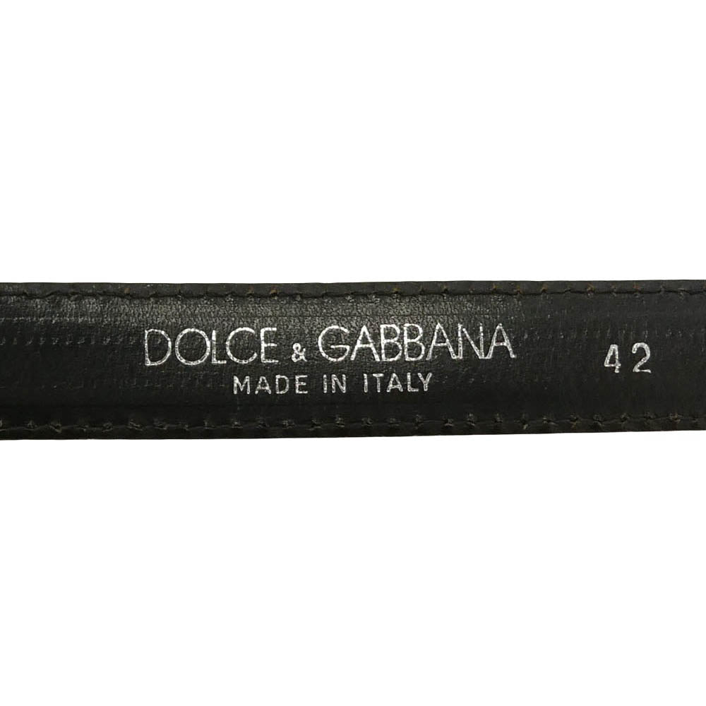DOLCE&GABBANA ドルチェアンドガッバーナ レザー ナロー ベルト ブラック系 42【中古】