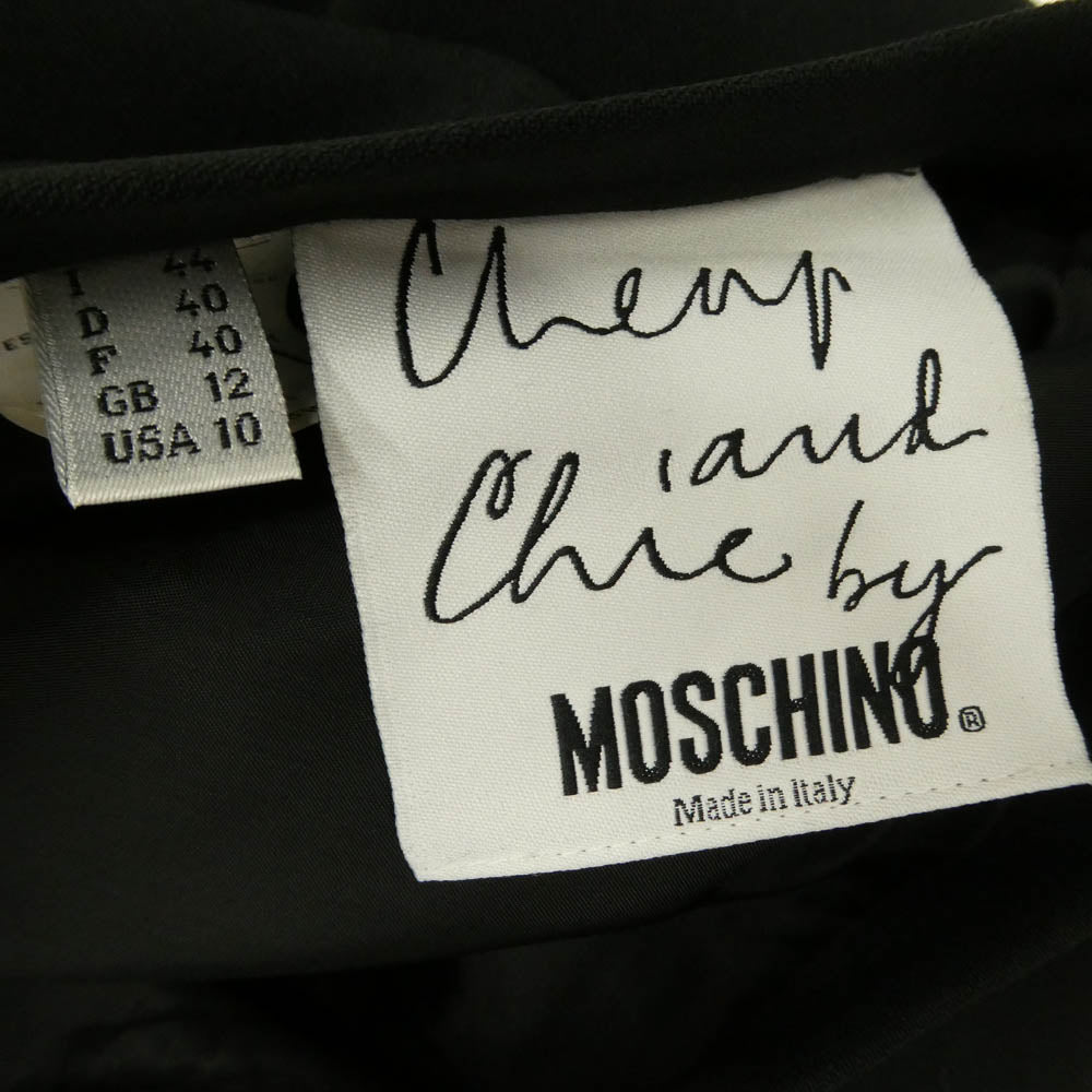 MOSCHINO モスキーノ ベルベット リボン フリンジ ジャケット スカート セットアップ ブラック系 44【中古】