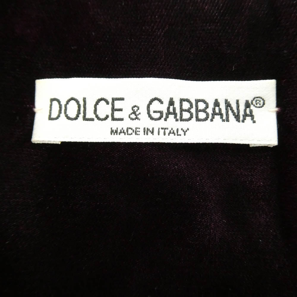 DOLCE&GABBANA ドルチェアンドガッバーナ ベロア ノースリーブ ロング ワンピース ワインレッド系 42【中古】
