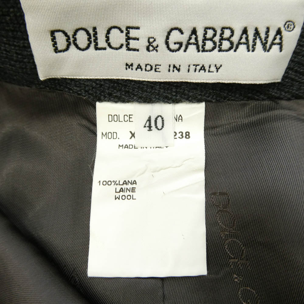 DOLCE&GABBANA ドルチェアンドガッバーナ イタリア製 ウール セットアップ 2B テーラード ジャケット ミドル スカート グレー ダークグレー系 40【中古】