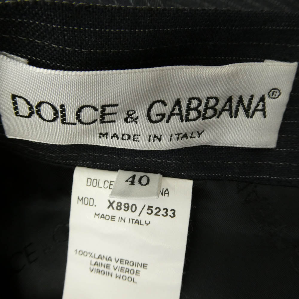 DOLCE&GABBANA ドルチェアンドガッバーナ イタリア製 ウール ストライプ セットアップ 1B テーラード ジャケット ミドル スカート ネイビー ネイビー系 40【中古】