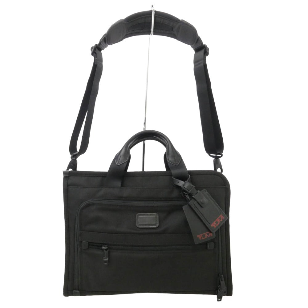 TUMI トゥミ 26110DH ALPHA Slim Deluxe Portfolio 2WAY ショルダーストラップ付き ブリーフケース ビジネス バッグ ブラック系【中古】