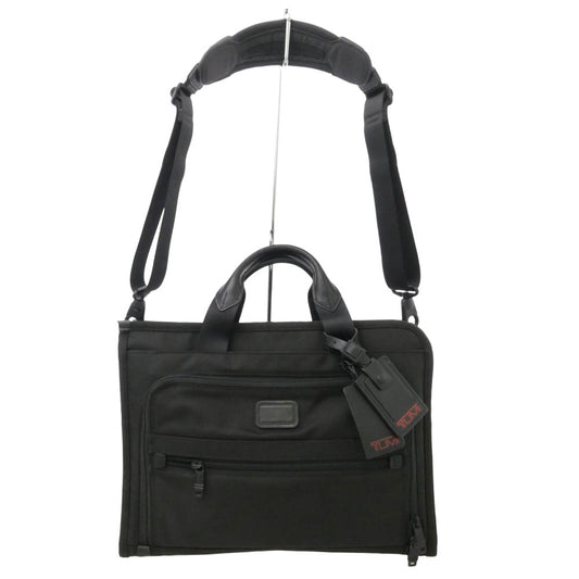 TUMI トゥミ 26110DH ALPHA Slim Deluxe Portfolio 2WAY ショルダーストラップ付き ブリーフケース ビジネス バッグ ブラック系【中古】