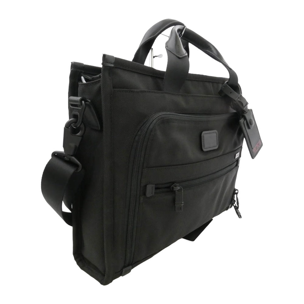 TUMI トゥミ 26110DH ALPHA Slim Deluxe Portfolio 2WAY ショルダーストラップ付き ブリーフケース ビジネス バッグ ブラック系【中古】