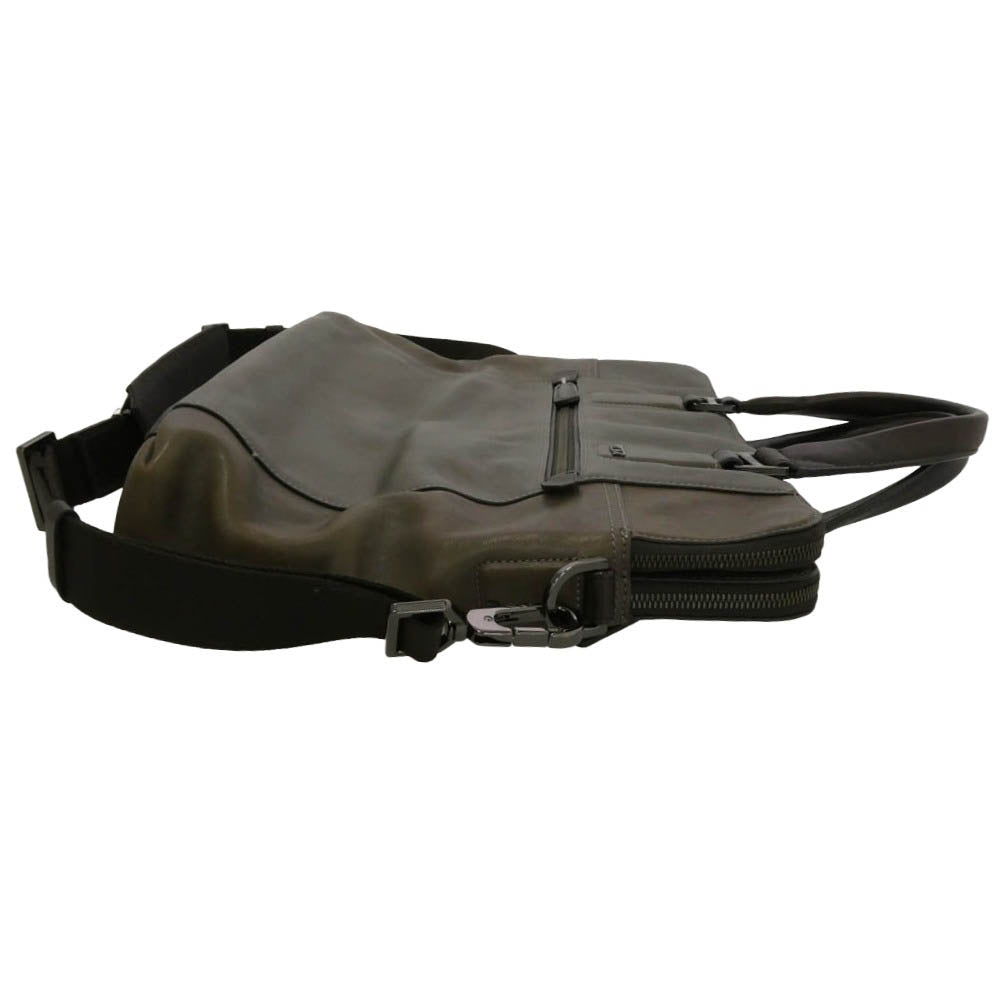 TUMI トゥミ 68516STM BEACON HILL Branch Slim Laptop Leather Brief レザー ブリーフケース ビジネスバッグ カーキ系【中古】