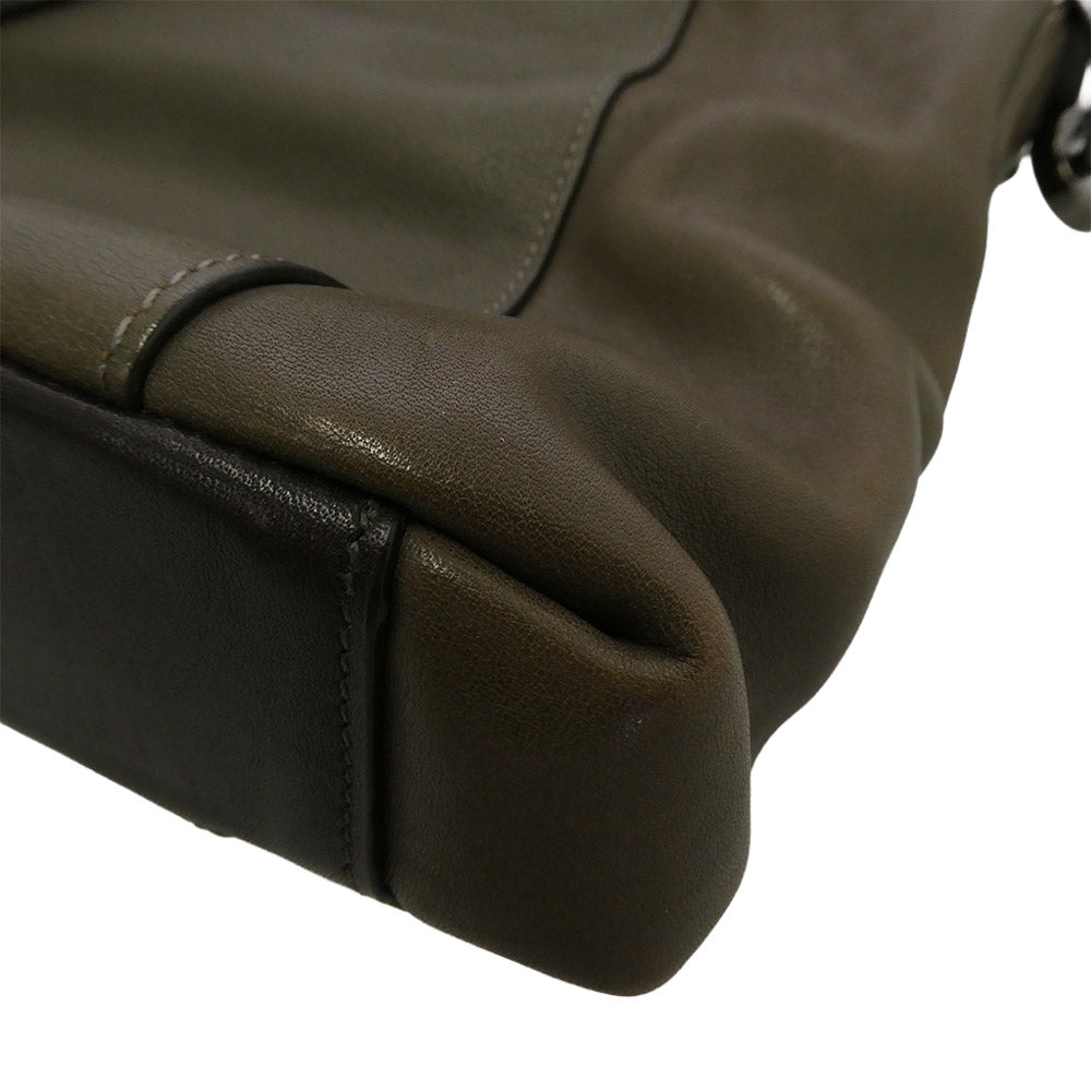 TUMI トゥミ 68516STM BEACON HILL Branch Slim Laptop Leather Brief レザー ブリーフケース ビジネスバッグ カーキ系【中古】