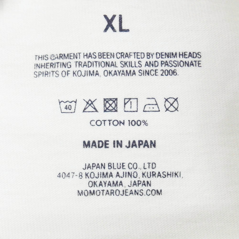 MOMOTARO JEANS 桃太郎ジーンズ MXTS1035 HEAVY OUNCE S/S TEE ジンバブエコットン 半袖 Tシャツ ホワイト系 XL【極上美品】【中古】