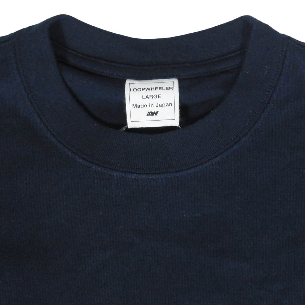 LOOPWHEELER ループウィラー トリコロールベア刺繍 ポケット付き 半袖 Tシャツ ネイビー系 L【美品】【中古】
