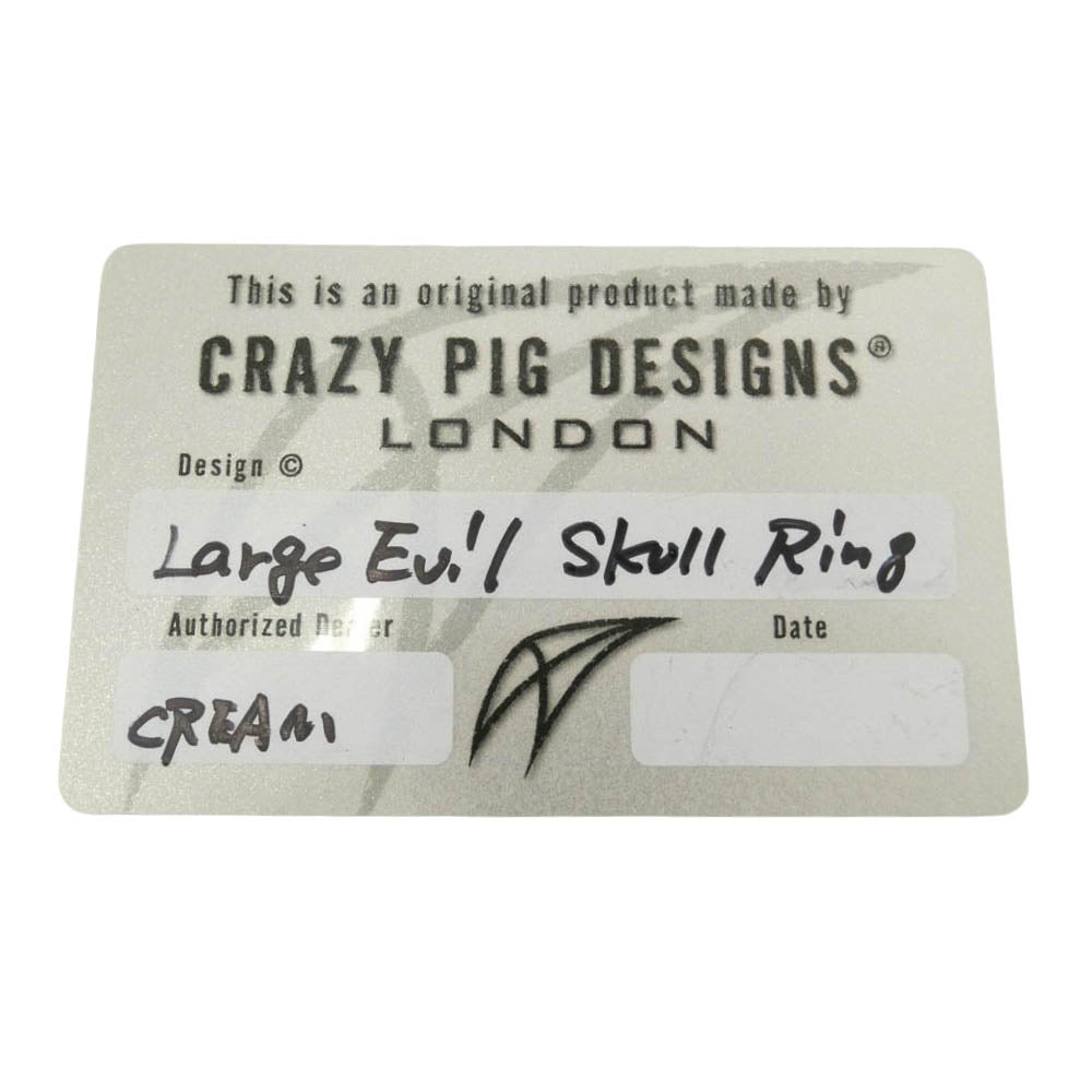 CRAZY PIG クレイジーピッグ ギャランティカード付属 LARGE Evil Skull Ring ラージ エビル スカル リング シルバー系 約13号【中古】