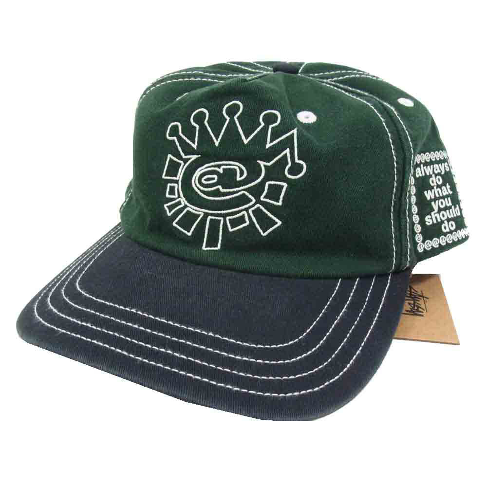 STUSSY ステューシー 26AW 26F1318258 ADWYSD Always Do What You Should Do Snapback Cap Hunter クラウン ロゴ刺繍 6パネル キャップ 帽子 グリーン系【極上美品】【中古】