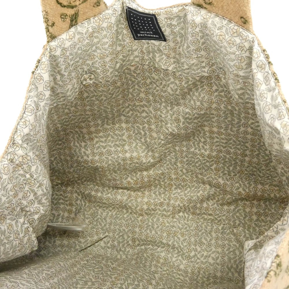 mina perhonen ミナペルホネン za9327 home circle パニーニバッグ トートバッグ ベージュ系 モスグリーン系【中古】