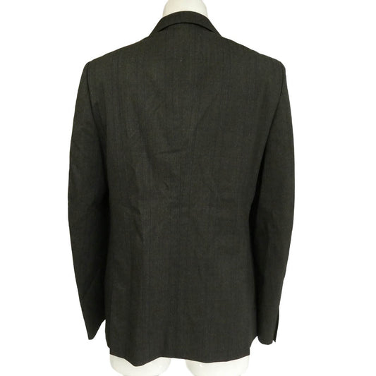 COMME des GARCONS HOMME DEUX コムデギャルソンオムドゥ 26SS DQ-J040-051 Wool Shadow Stripe ZIP Jacket フロントジップデザイン ウール ストライプ テーラードジャケット ダークブラウン系 S【極上美品】【中古】
