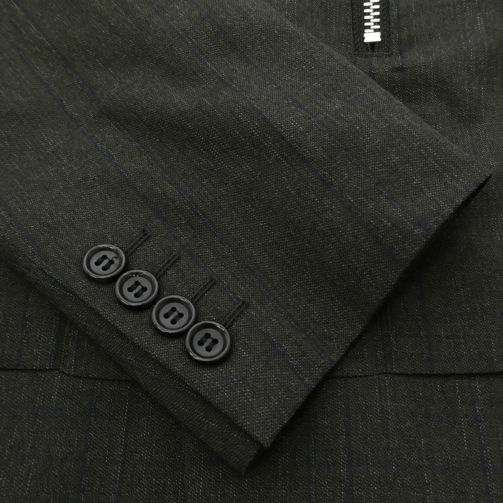 COMME des GARCONS HOMME DEUX コムデギャルソンオムドゥ 26SS DQ-J040-051 Wool Shadow Stripe ZIP Jacket フロントジップデザイン ウール ストライプ テーラードジャケット ダークブラウン系 S【極上美品】【中古】