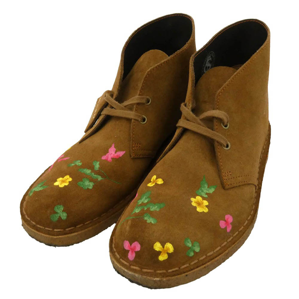 エムエーエスユー Clarks クラークス 261554817075 × Clarks Originals クラークス オリジナルズ FLOWER PAINTED DESERT BOOT フラワー ペインテッド デザート ブーツ ブラウン系 UK7.5【中古】