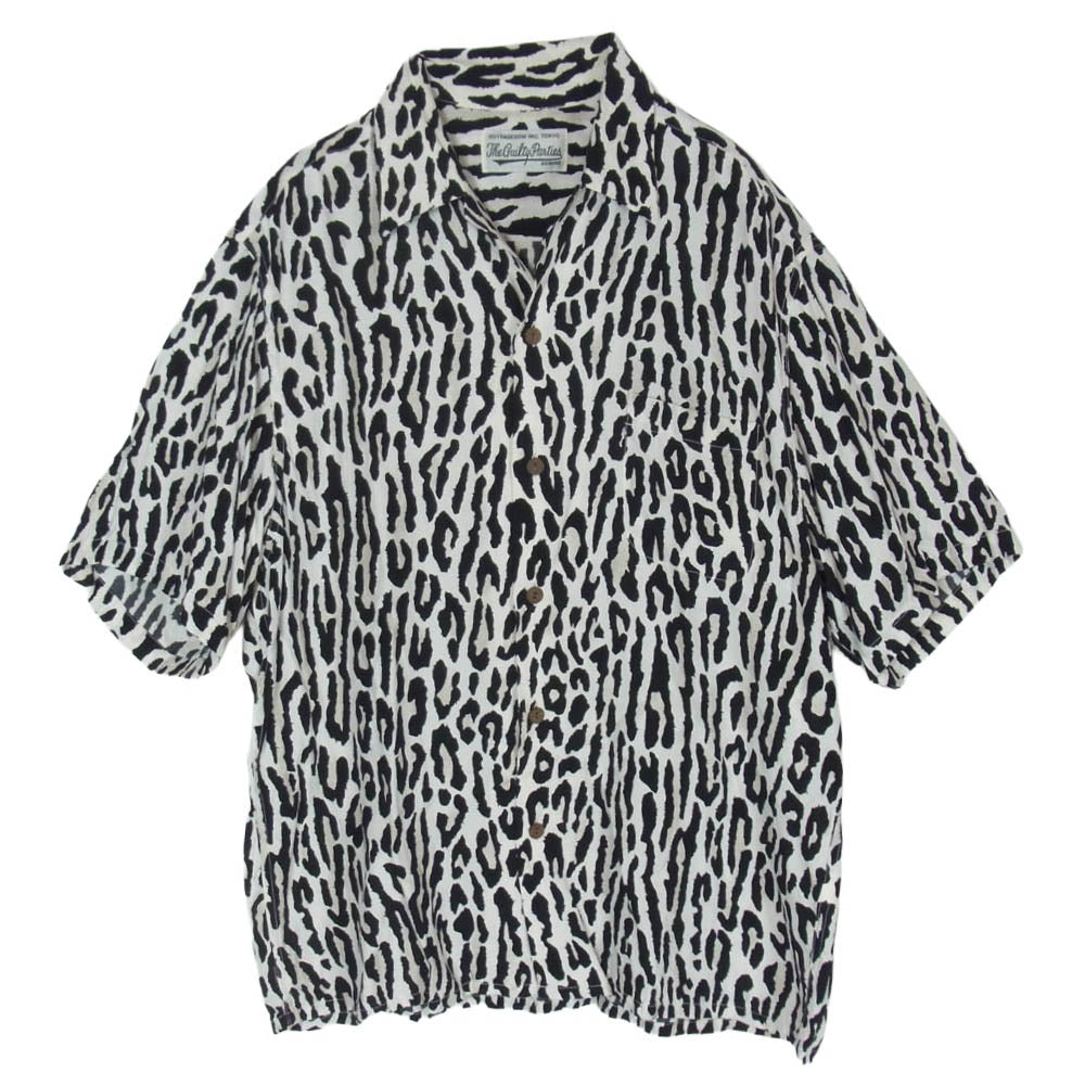 WACKO MARIA ワコマリア レオパード ヒョウ柄 アロハ ハワイアン 半袖 シャツ ブラック系 ホワイト系 M【中古】