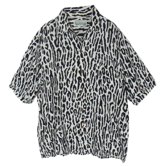 WACKO MARIA ワコマリア レオパード ヒョウ柄 アロハ ハワイアン 半袖 シャツ ブラック系 ホワイト系 M【中古】