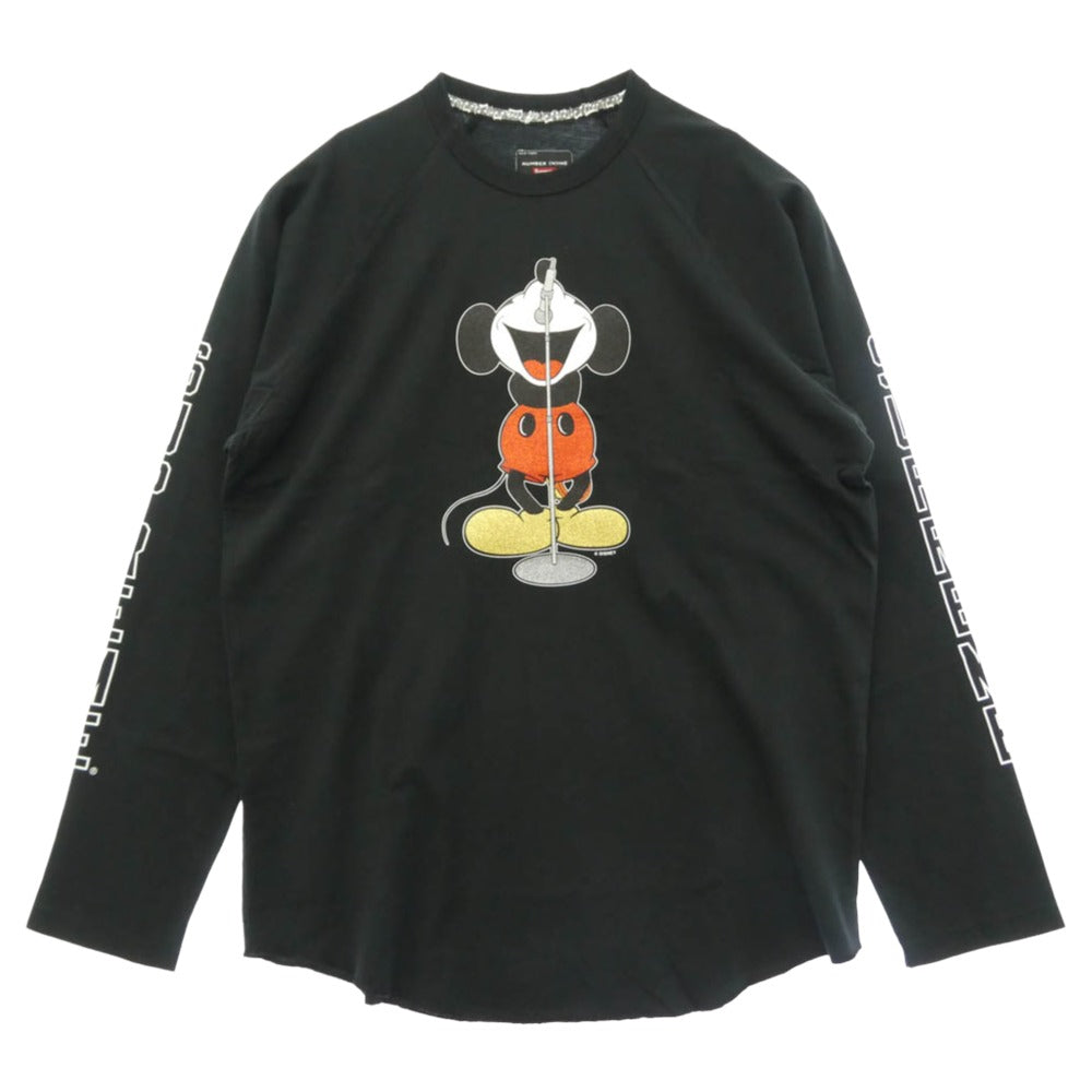 Supreme シュプリーム NUMBER(N)INE ナンバーナイン Disney ディズニー × Number (N)ine ナンバーナイン × Mickey Raglan L/s Top ミッキー ラグラン スリーブ クルーネック Tシャツ 長袖 ブラック系 L【新古品】【未使用】【中古】