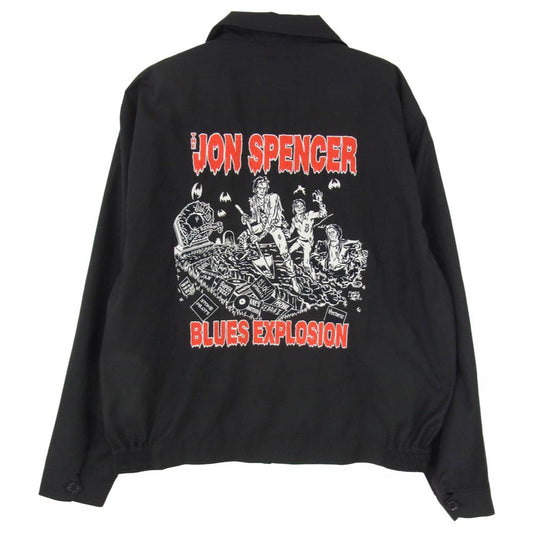 HYSTERIC GLAMOUR ヒステリックグラマー 02263AB21 JON SPENCER JUKEBOX EXPROSION 刺繍 ジップアップ ジャケット ブルゾン ブラック系 L【新古品】【未使用】【中古】