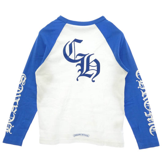 CHROME HEARTS クロムハーツ（原本無） Horse shoe Baseball L/S T Shirt ホースシュー ベースボール ラグランスリーブ Tシャツ 長袖 ホワイト系 ブルー系 L【美品】【中古】