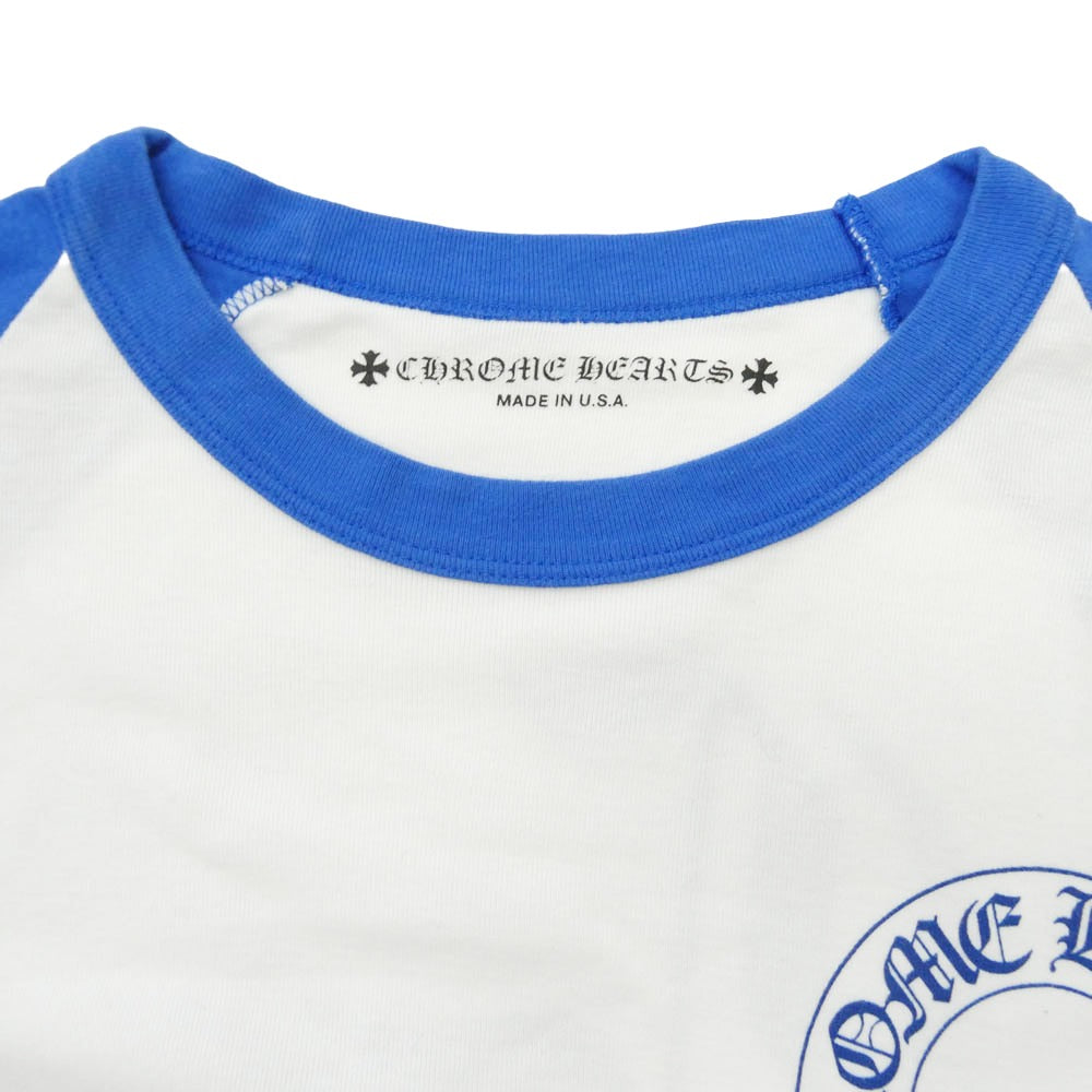 CHROME HEARTS クロムハーツ（原本無） Horse shoe Baseball L/S T Shirt ホースシュー ベースボール ラグランスリーブ Tシャツ 長袖 ホワイト系 ブルー系 L【美品】【中古】
