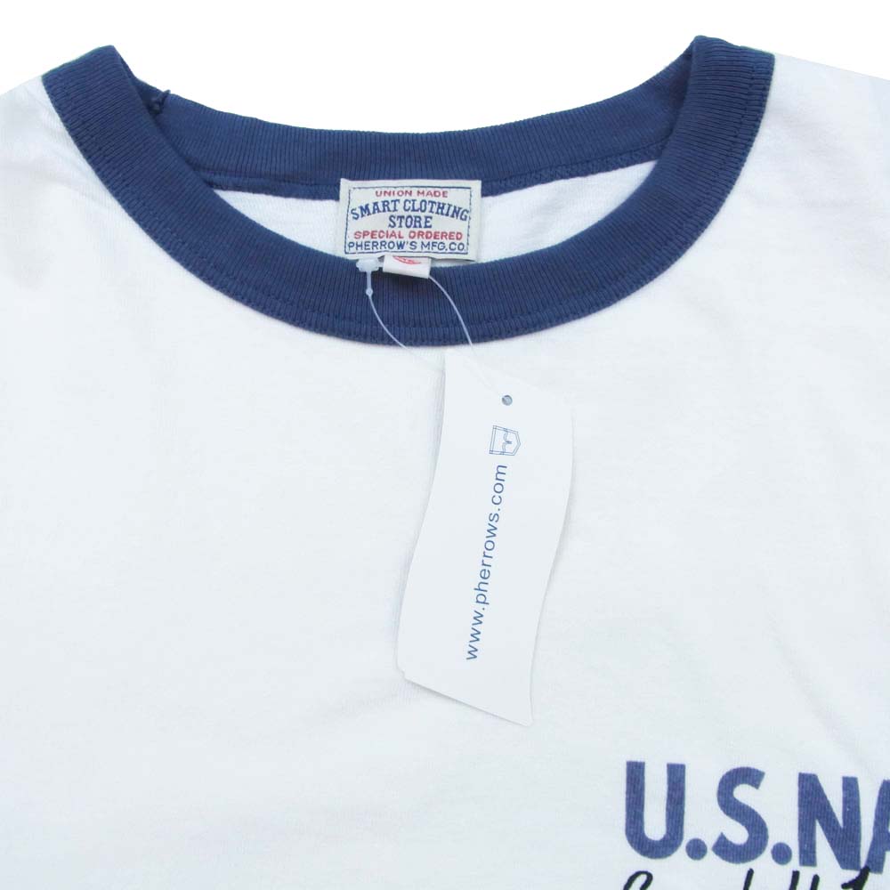Pherrow's フェローズ PRT1-SCSH SMACLO HIROSHIMA 直営店別注 リンガー 半袖 Tシャツ カットソー ホワイト系 XL【新古品】【未使用】【中古】