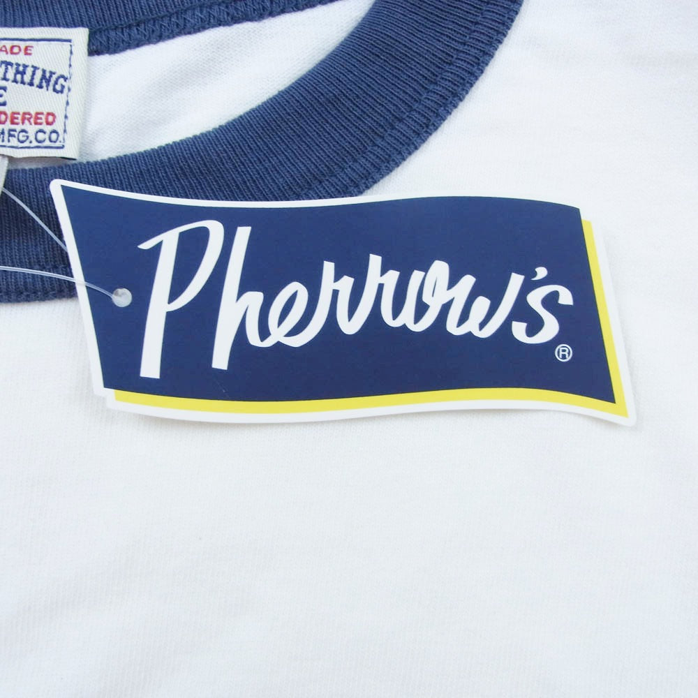 Pherrow's フェローズ PRT1-SCSH SMACLO HIROSHIMA 直営店別注 リンガー 半袖 Tシャツ カットソー ホワイト系 XL【新古品】【未使用】【中古】