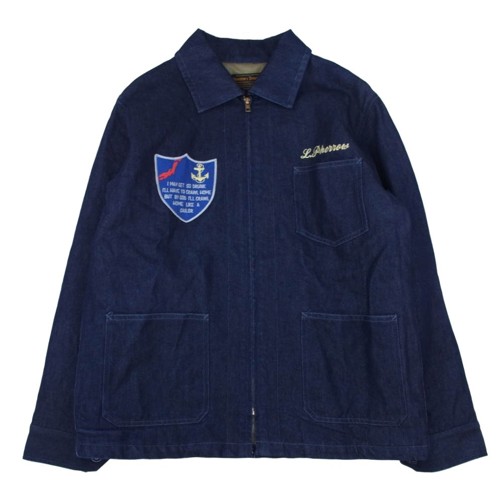 Pherrow's フェローズ 24AW 24W-PATJ1 刺繍パッチ 裏地キルティング ツアージャケット デニム ジャケット インディゴブルー系 38【美品】【中古】