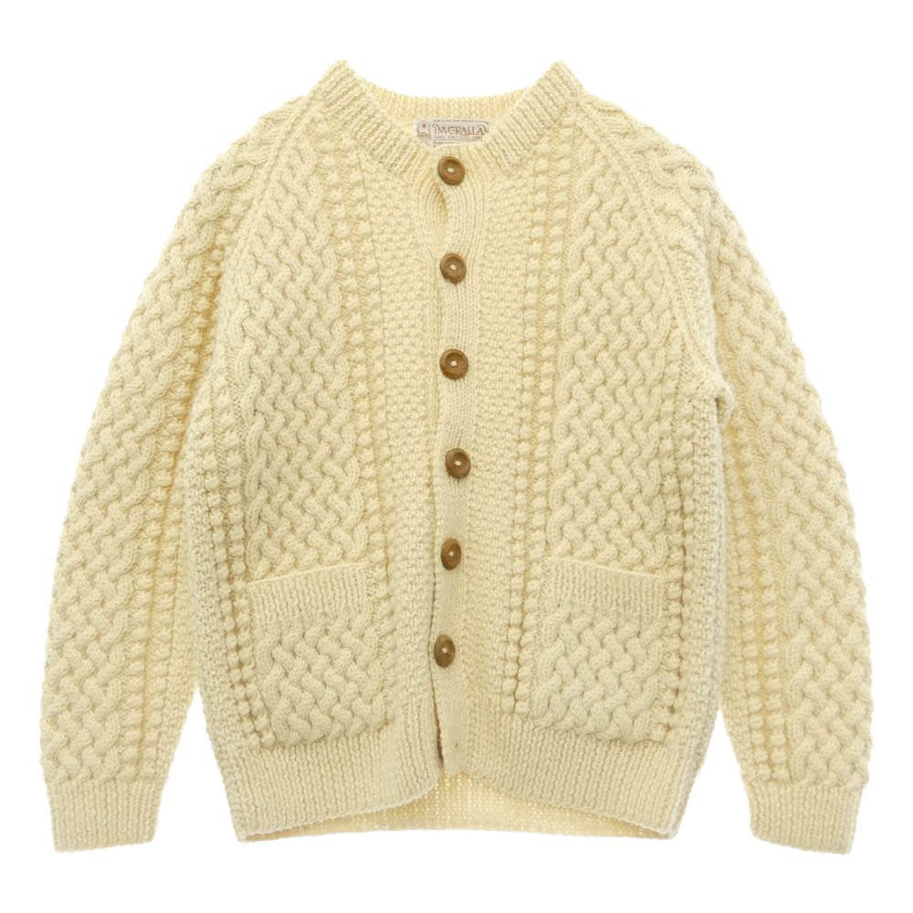 INVERALLAN インバーアラン 茶タグ 4A アラン カーディガン オフホワイト系【中古】
