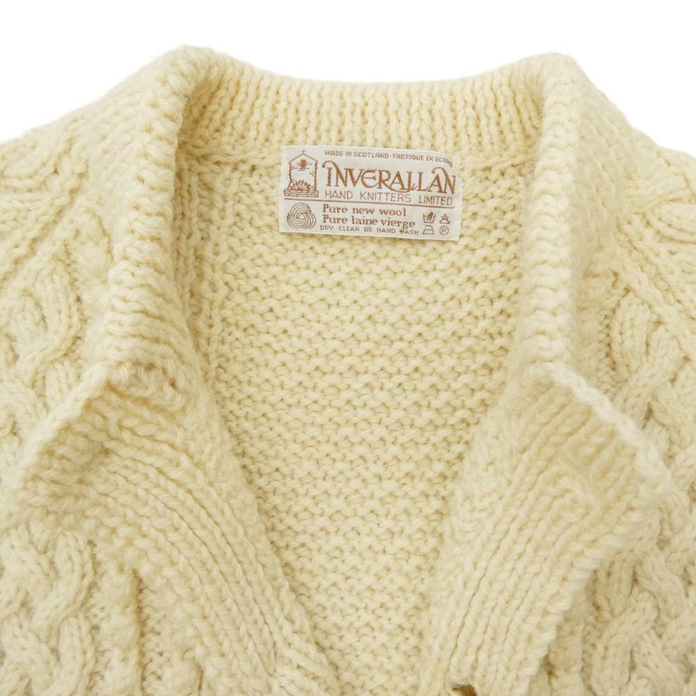 INVERALLAN インバーアラン 茶タグ 4A アラン カーディガン オフホワイト系【中古】