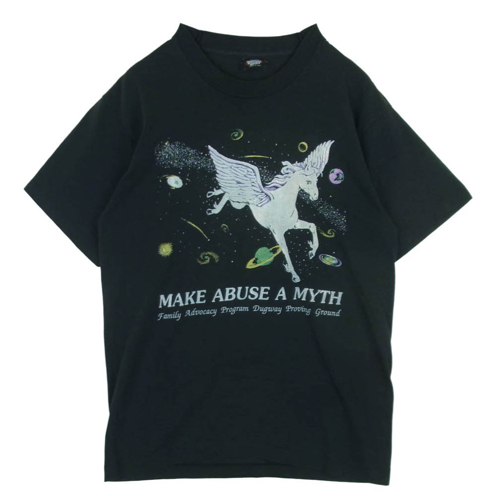 ヴィンテージ SCREEN STARS スクリーンスターズ 90s USA製 ペガサス ラメプリント シングルステッチ 半袖 Ｔシャツ カットソー ダークグレー系 L【中古】