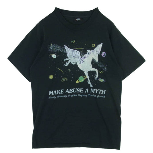 ヴィンテージ SCREEN STARS スクリーンスターズ 90s USA製 ペガサス ラメプリント シングルステッチ 半袖 Ｔシャツ カットソー ダークグレー系 L【中古】