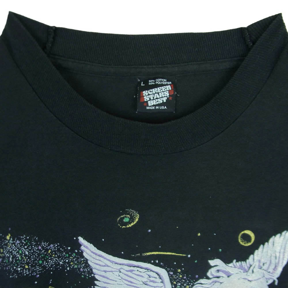 ヴィンテージ SCREEN STARS スクリーンスターズ 90s USA製 ペガサス ラメプリント シングルステッチ 半袖 Ｔシャツ カットソー ダークグレー系 L【中古】
