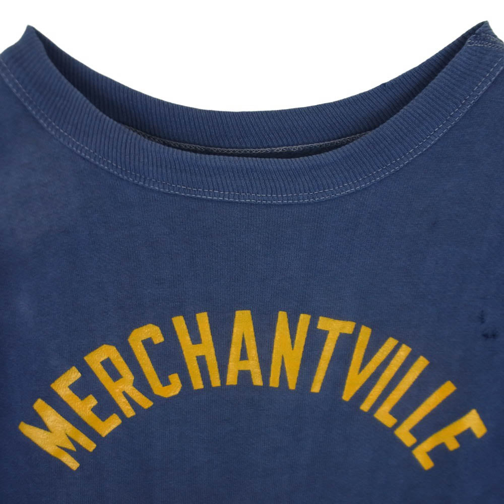 ヴィンテージ 60s 4本針 2段プリント MERCHANTVILLE HIGH SCHOOL カレッジロゴ リブ長 ラバープリント スウェット トレーナー ネイビー系 サイズ表記なし【中古】