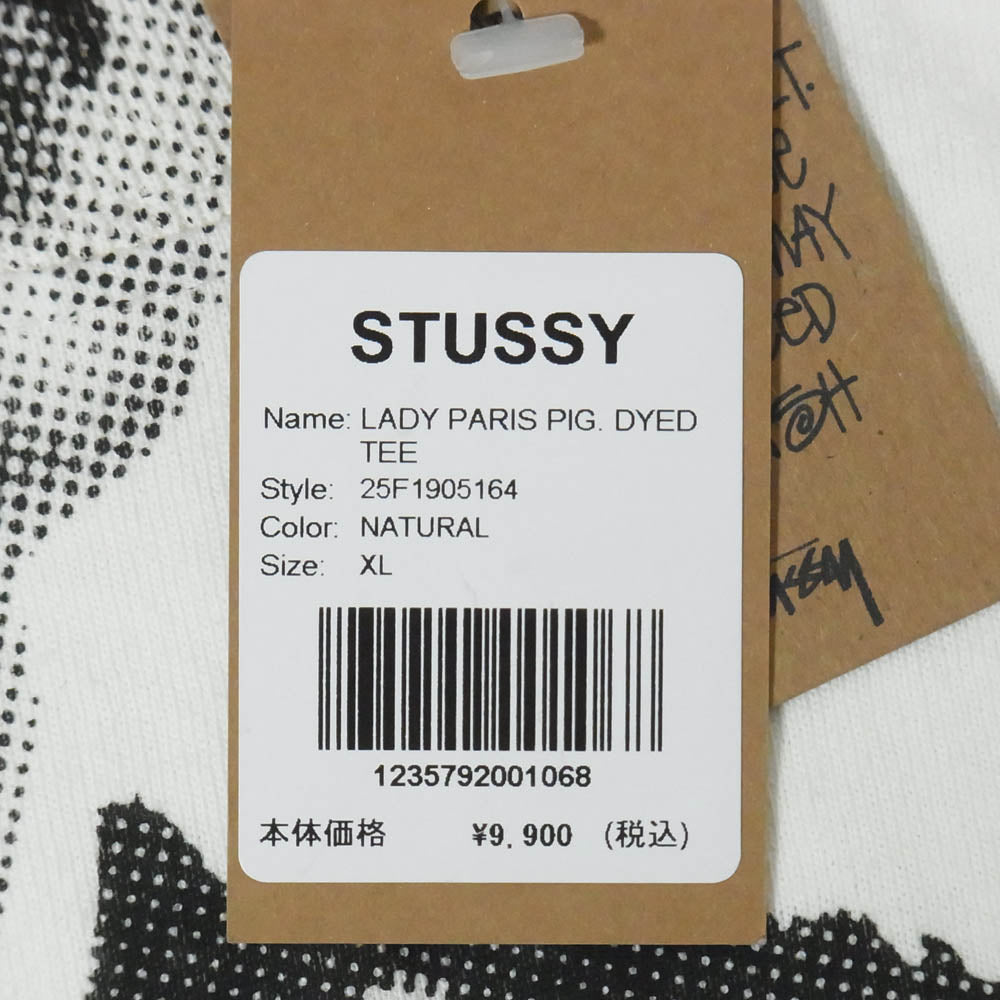 STUSSY ステューシー 25AW 25F1905164 LADY PARIS PIG DYED TEE レディ パリス ピグ ダイド プリント 半袖 Tシャツ カットソー NATURAL XL【新古品】【未使用】【中古】