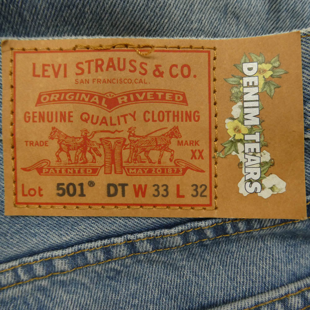 デニムティアーズ Levi's リーバイス × Levi's リーバイス 501 Denim Pants 花柄 デニム パンツ ジーンズ インディゴブルー系【美品】【中古】