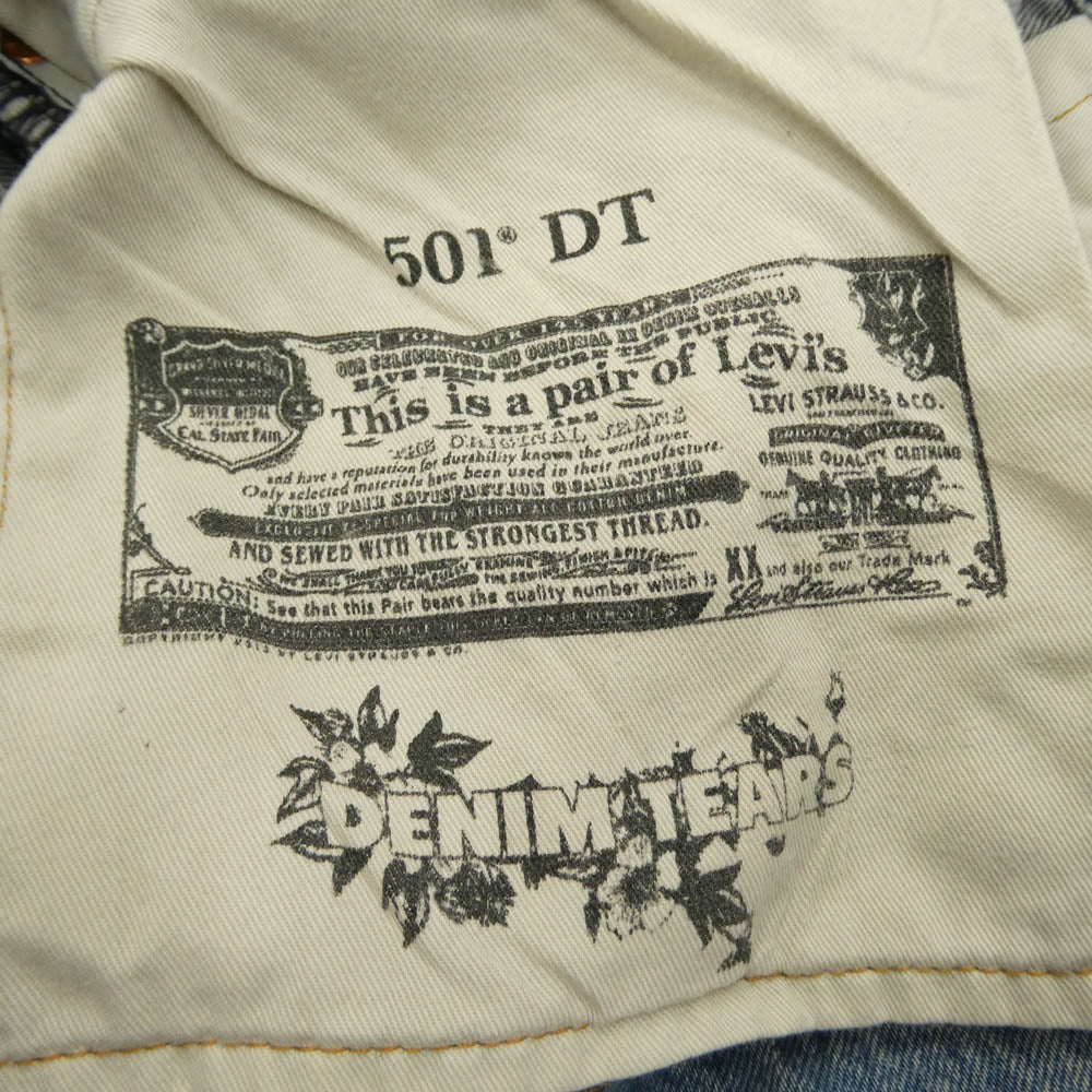 デニムティアーズ Levi's リーバイス × Levi's リーバイス 501 Denim Pants 花柄 デニム パンツ ジーンズ インディゴブルー系【美品】【中古】