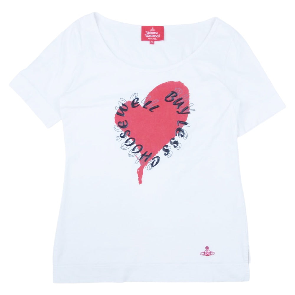 Vivienne Westwood ヴィヴィアンウエストウッド ラウンドネック ハート プリント 半袖 Tシャツ カットソー ホワイト系 03【中古】