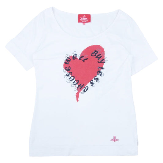 Vivienne Westwood ヴィヴィアンウエストウッド ラウンドネック ハート プリント 半袖 Tシャツ カットソー ホワイト系 03【中古】
