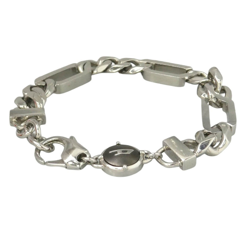 DIESEL ディーゼル DX1351 Dロゴ チェーン ブレスレット シルバー系【中古】