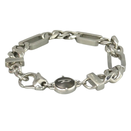 DIESEL ディーゼル DX1351 Dロゴ チェーン ブレスレット シルバー系【中古】