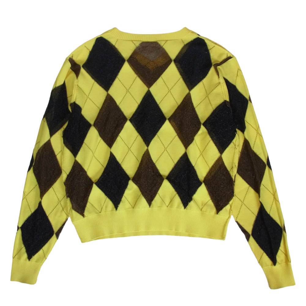 エムエーエスユー 25SS M25K6KN003 REVERSED ARGYLE SWEATER リバースド アーガイル セーター Vネック ニット イエロー系 48【中古】