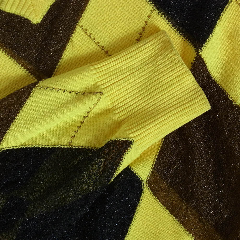 エムエーエスユー 25SS M25K6KN003 REVERSED ARGYLE SWEATER リバースド アーガイル セーター Vネック ニット イエロー系 48【中古】