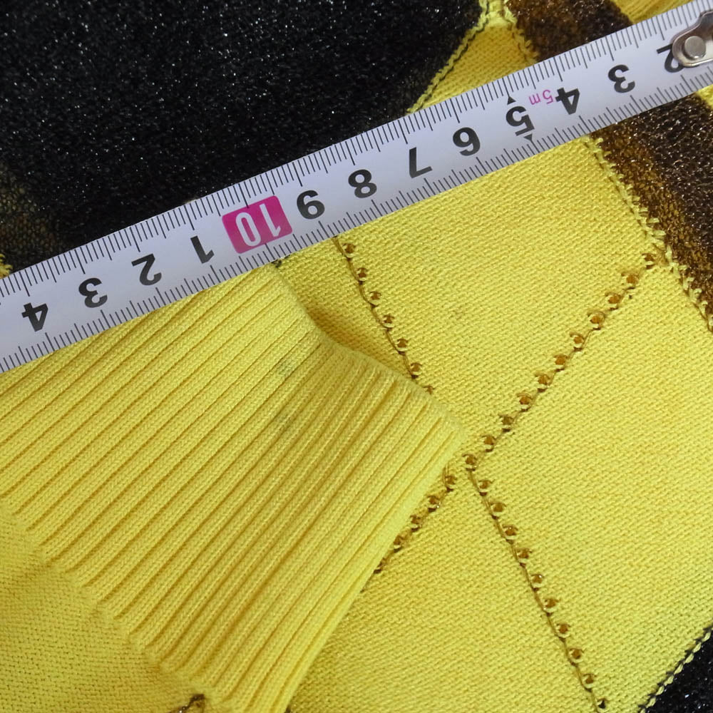 エムエーエスユー 25SS M25K6KN003 REVERSED ARGYLE SWEATER リバースド アーガイル セーター Vネック ニット イエロー系 48【中古】