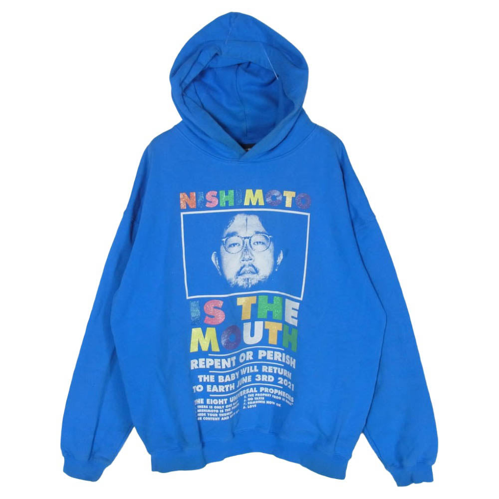 ニシモト イズ ザ マウス Balansa Hoodie バランサ フーディー フロント バック プリント パーカー ブルー系 XL【中古】