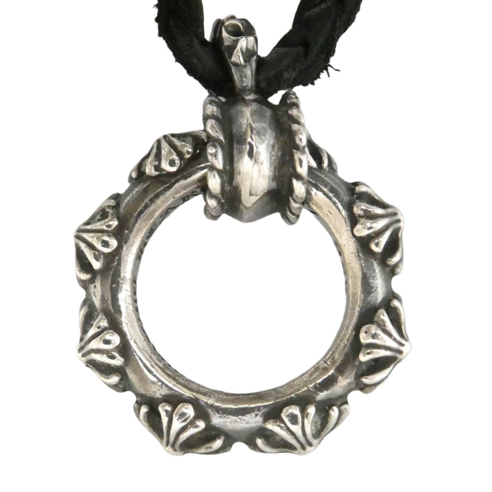 CHROME HEARTS クロムハーツ（原本無） GALF インテレクチュアルギャラリー購入証明書付属 EWLP CROSS BAND アイウェアループ クロスバンド Wレザーブレード ネックレス ブラック系 シルバー系【中古】